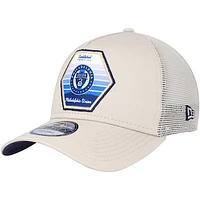 Men's New Era Cream Philadelphia Union Established Patch 9FORTY A-Frame Trucker Adjustable Hat