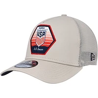 Men's New Era Khaki USMNT Established Patch 9FORTY A-Frame Trucker Adjustable Hat