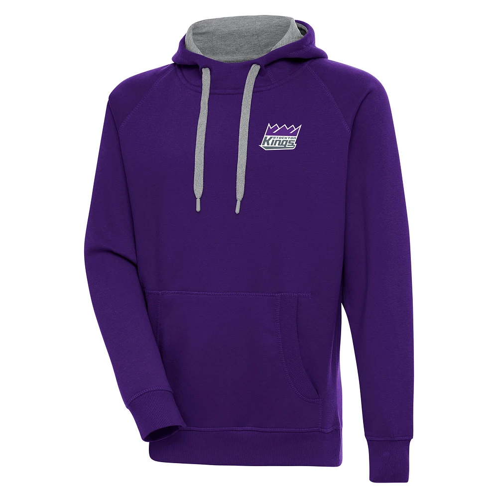 Men's Antigua  Purple Stockton Kings Victory Pullover Hoodie