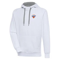 Men's Antigua  White Westchester Knicks Victory Pullover Hoodie