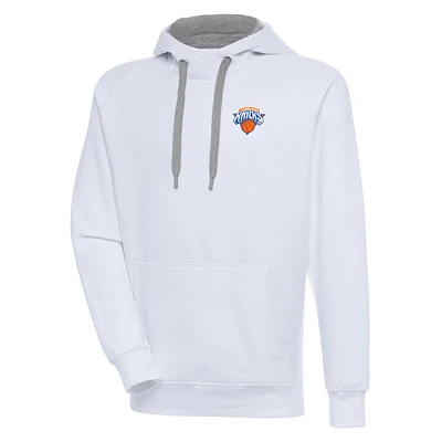 Men's Antigua  White Westchester Knicks Victory Pullover Hoodie