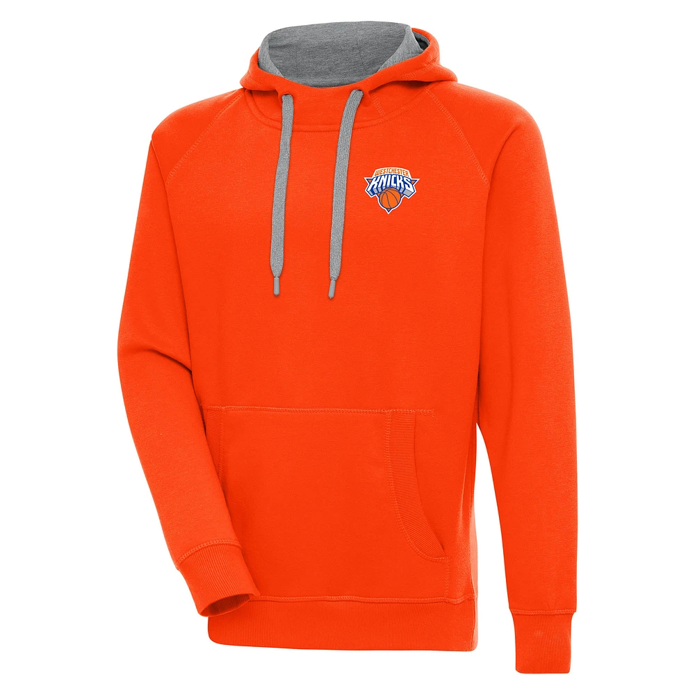 Men's Antigua Orange Westchester Knicks Victory Pullover Hoodie