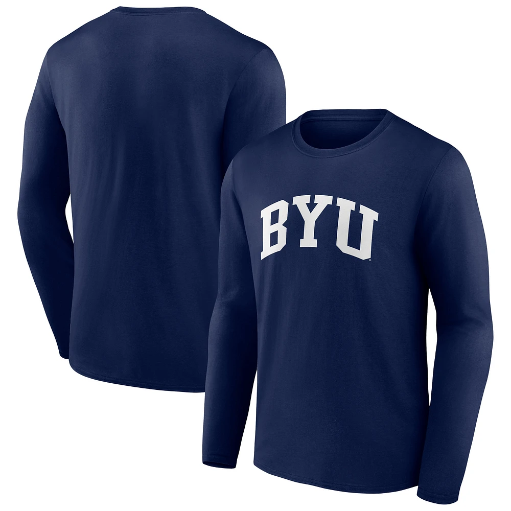 Men's Navy BYU Cougars Basic Arch Long Sleeve T-Shirt
