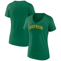 Women's Green George Mason Patriots Basic Arch V-Neck T-Shirt
