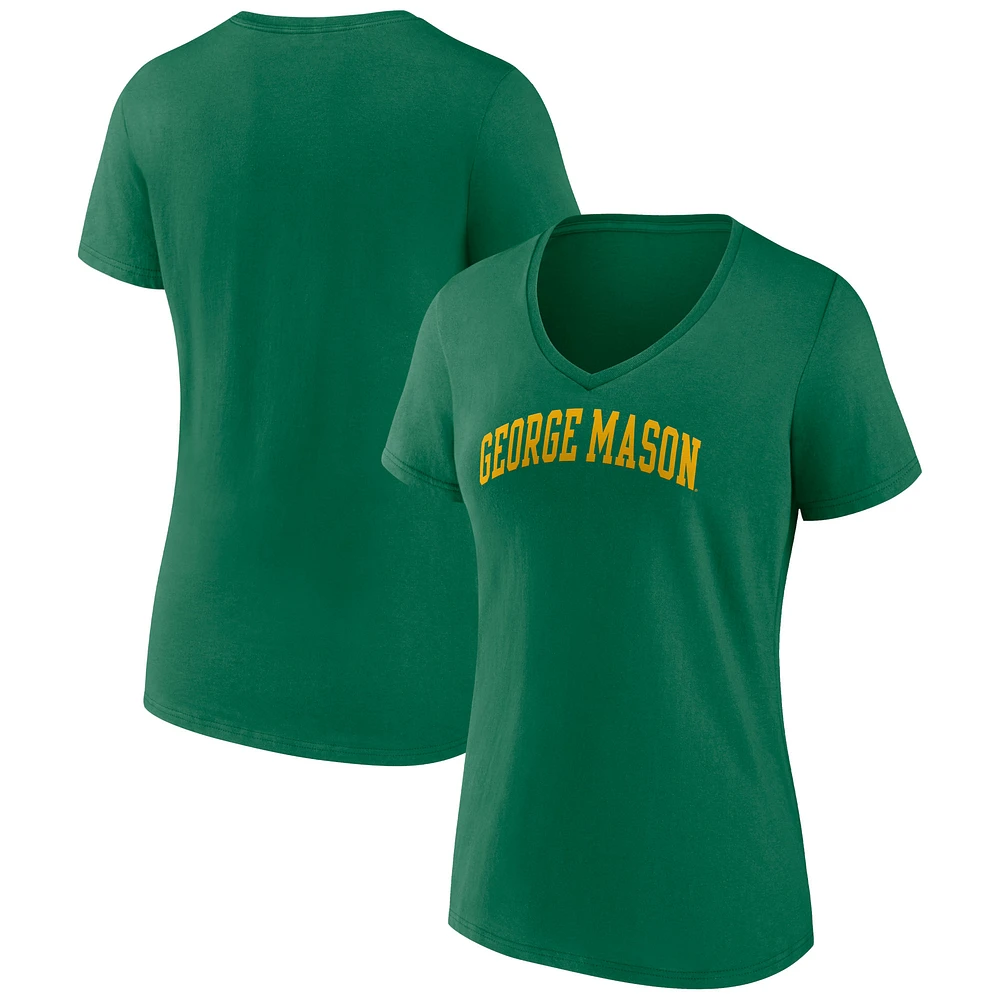 Women's Green George Mason Patriots Basic Arch V-Neck T-Shirt