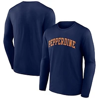 Men's Navy Pepperdine Waves Basic Arch Long Sleeve T-Shirt