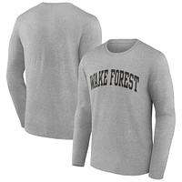 Men's Gray Wake Forest Demon Deacons Basic Arch Long Sleeve T-Shirt