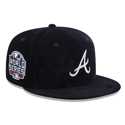 Men's New Era Navy Atlanta Braves Throwback Corduroy 59FIFTY Fitted Hat