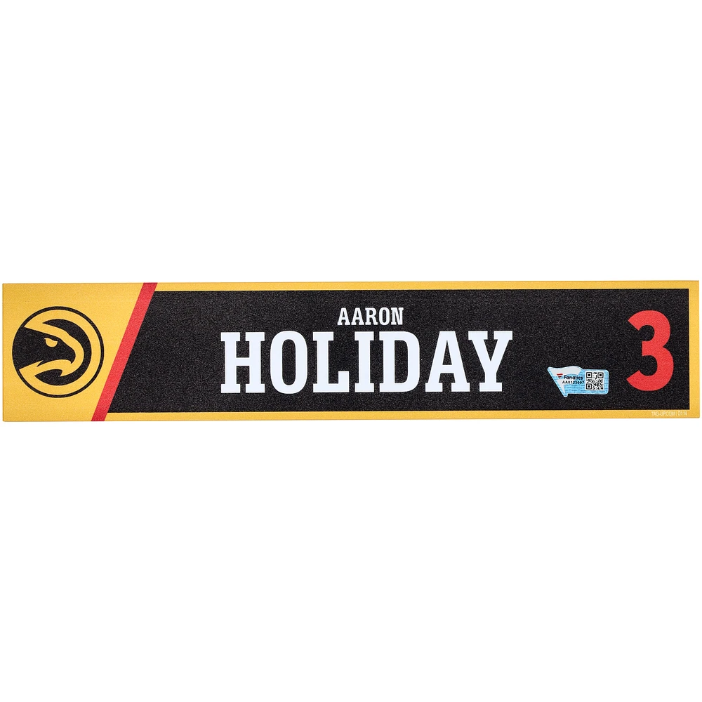 Aaron Holiday Atlanta Hawks Player-Issued #3 Black Nameplate from the 2022-23 NBA Season
