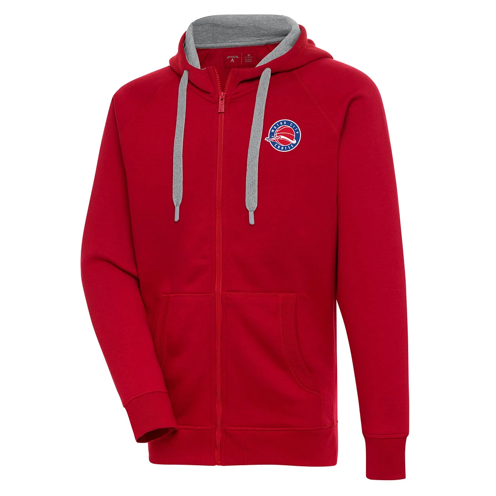 Men's Antigua Red Motor City Cruise Victory Full-Zip Hoodie