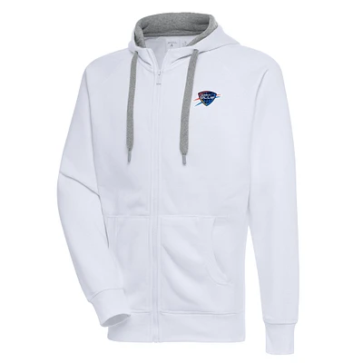 Men's Antigua  White Oklahoma City Blue Victory Full-Zip Hoodie