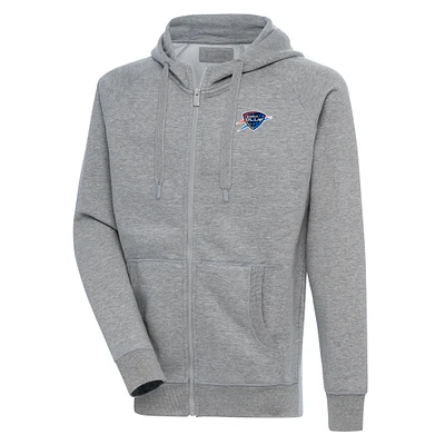 Men's Antigua  Heather Gray Oklahoma City Blue Victory Full-Zip Hoodie