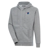 Men's Antigua  Heather Gray Oklahoma City Blue Victory Full-Zip Hoodie