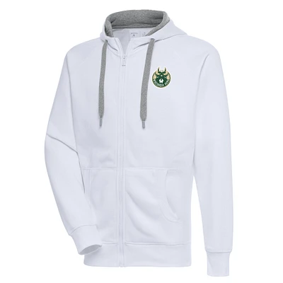 Men's Antigua  White Wisconsin Herd Victory Full-Zip Hoodie