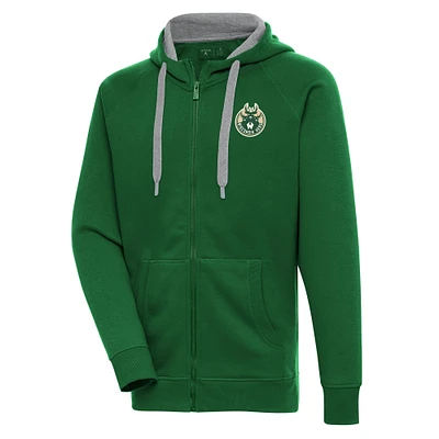 Men's Antigua  Forest Green Wisconsin Herd Victory Full-Zip Hoodie