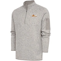 Men's Antigua  Oatmeal Cleveland Charge Fortune Quarter-Zip Pullover Jacket
