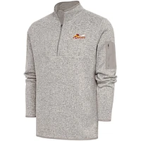 Men's Antigua  Oatmeal Cleveland Charge Fortune Quarter-Zip Pullover Jacket