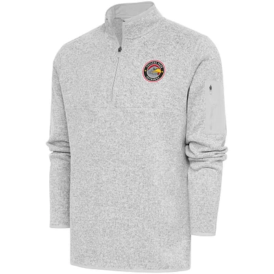 Men's Antigua Heather College Park Skyhawks Fortune Quarter-Zip Pullover Jacket