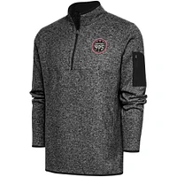 Men's Antigua Heather Raptors 905 Fortune Quarter-Zip Pullover Jacket