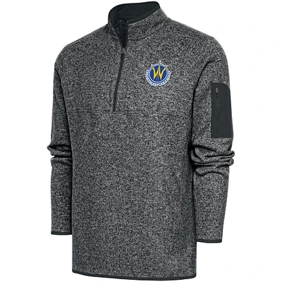 Men's Antigua  Charcoal Santa Cruz Warriors Fortune Quarter-Zip Pullover Jacket