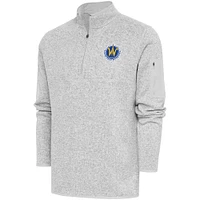 Men's Antigua Heather Santa Cruz Warriors Fortune Quarter-Zip Pullover Jacket