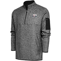 Men's Antigua  Heather Black Capital City Go-Go Big & Tall Fortune Quarter-Zip Pullover Jacket