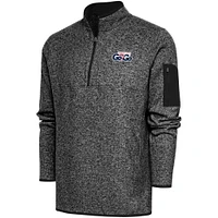 Men's Antigua  Heather Black Capital City Go-Go Big & Tall Fortune Quarter-Zip Pullover Jacket