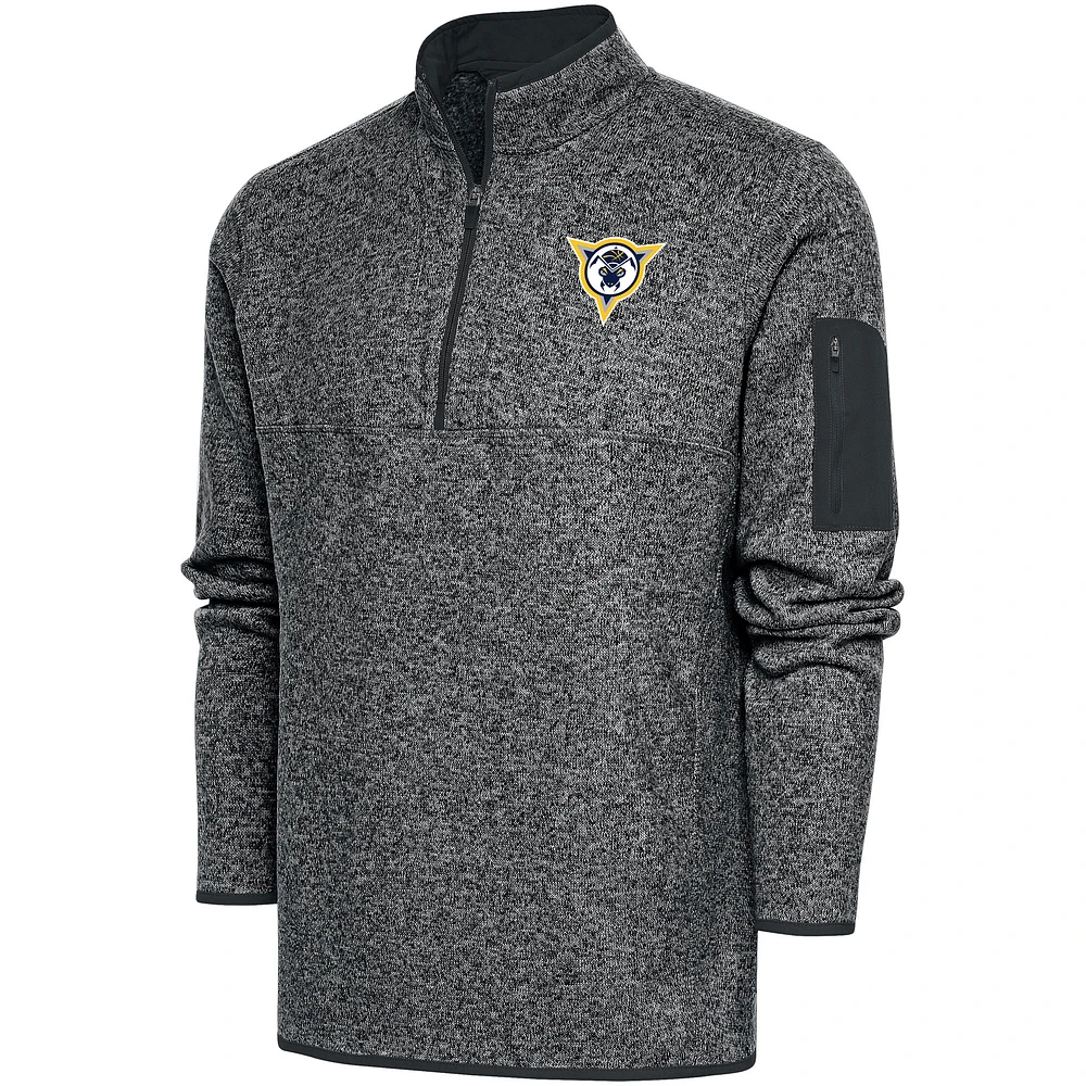 Men's Antigua Heather Charcoal Fort Wayne Mad Ants Big & Tall Fortune Quarter-Zip Pullover Jacket