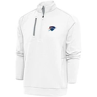 Men's Antigua  White Oklahoma City Blue Generation Quarter-Zip Pullover Top