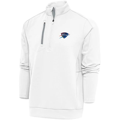 Men's Antigua  White Oklahoma City Blue Generation Quarter-Zip Pullover Top