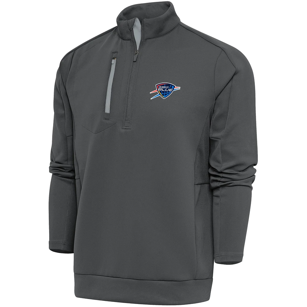 Men's Antigua Charcoal Oklahoma City Blue Generation Quarter-Zip Pullover Top