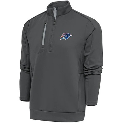 Men's Antigua  Charcoal Oklahoma City Blue Generation Quarter-Zip Pullover Top