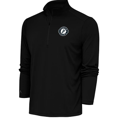 Men's Antigua  Black Austin Spurs Tribute Quarter-Zip Pullover Top