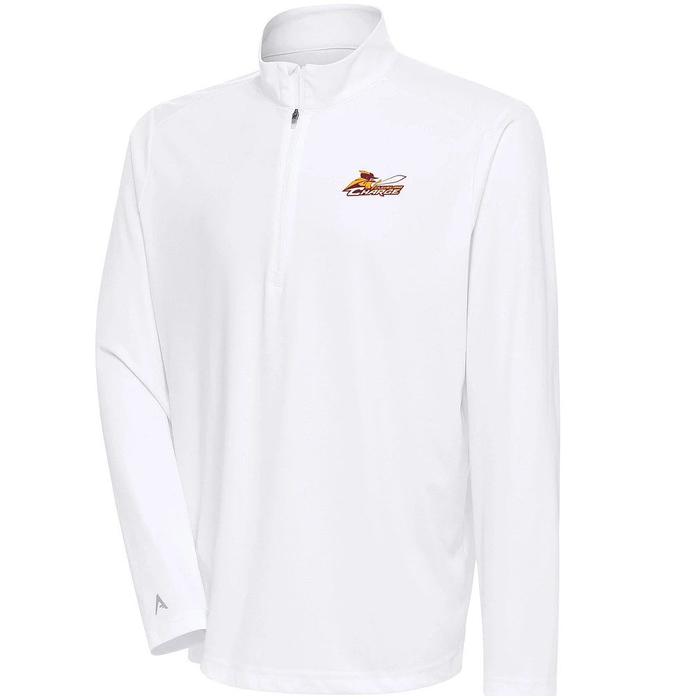 Men's Antigua White Cleveland Charge Tribute Quarter-Zip Pullover Top