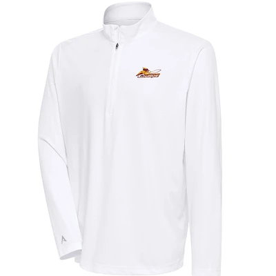 Men's Antigua  White Cleveland Charge Tribute Quarter-Zip Pullover Top