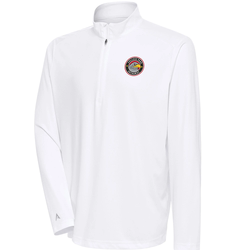 Men's Antigua White College Park Skyhawks Tribute Quarter-Zip Pullover Top