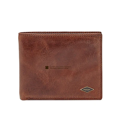 Brown NLC Nighthawks Fossil Leather Ryan RFID Flip ID Bifold Wallet