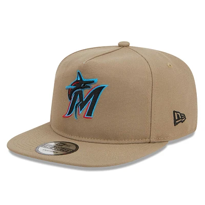 Men's New Era  Khaki Miami Marlins Golfer Adjustable Hat