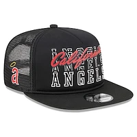 Men's New Era Black California Angels Cooperstown Collection Street Team A-Frame Trucker 9FIFTY Snapback Hat