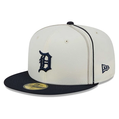 Men's New Era  Cream/Navy Detroit Tigers Chrome Sutash 59FIFTY Fitted Hat