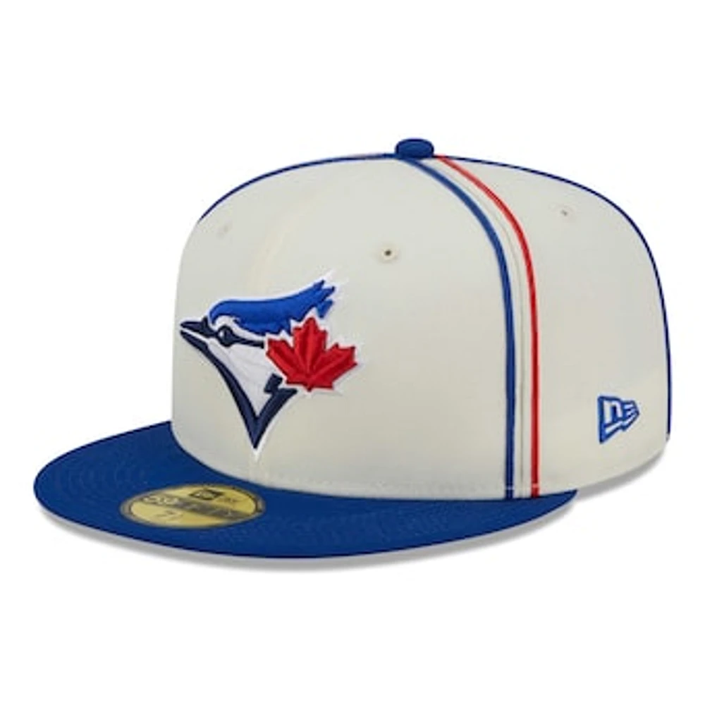 Men's New Era  Cream/Royal Toronto Blue Jays Chrome Sutash 59FIFTY Fitted Hat