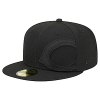 Men's New Era Black Cincinnati Reds Satin Peek 59FIFTY Fitted Hat