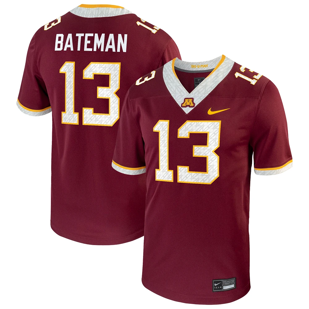 Men's Nike Rashod Bateman Maroon Minnesota Golden Gophers Player Game Jersey