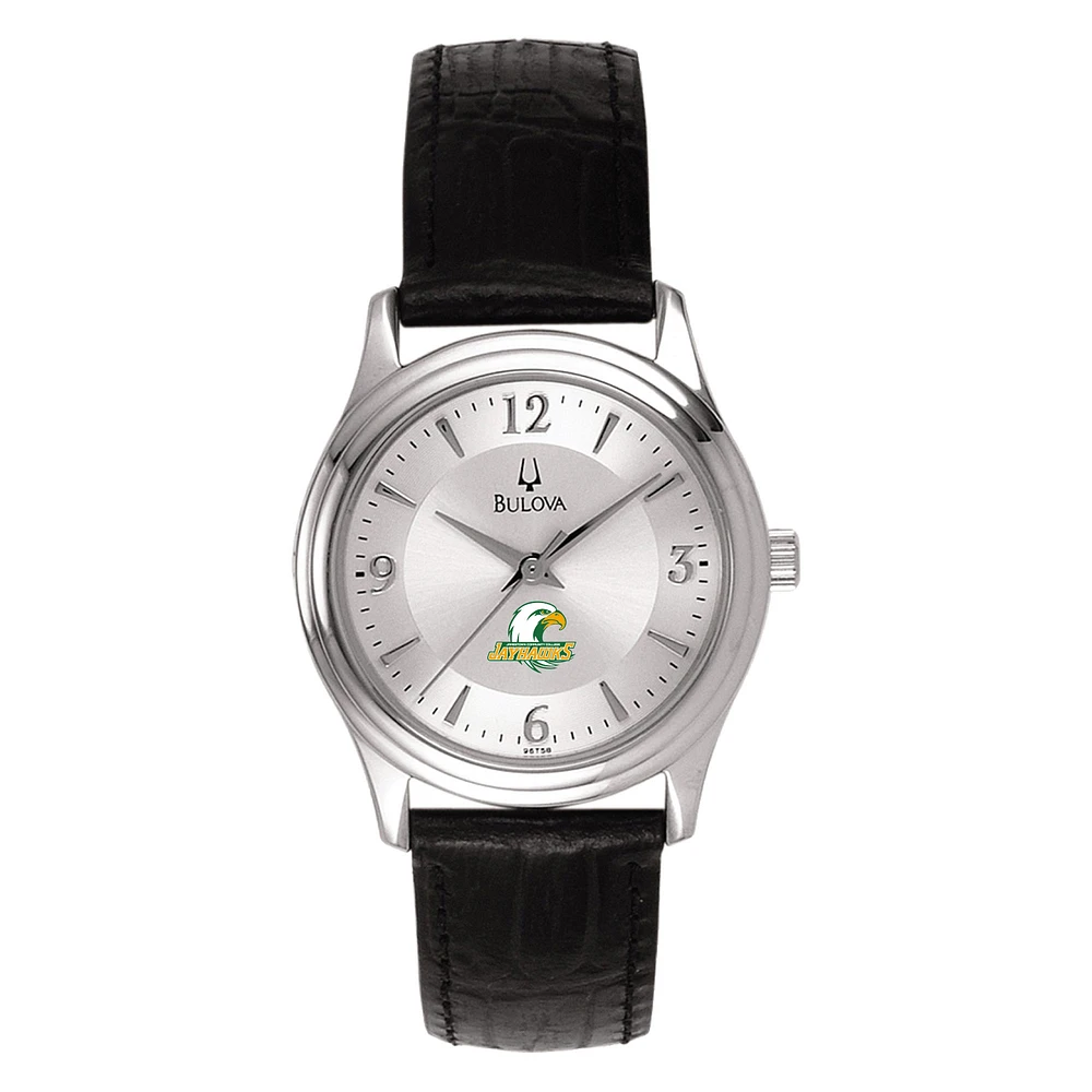 Women's SUNY Jamestown Community College Bulova Silver-Tone Stainless Steel Watch with Leather Strap