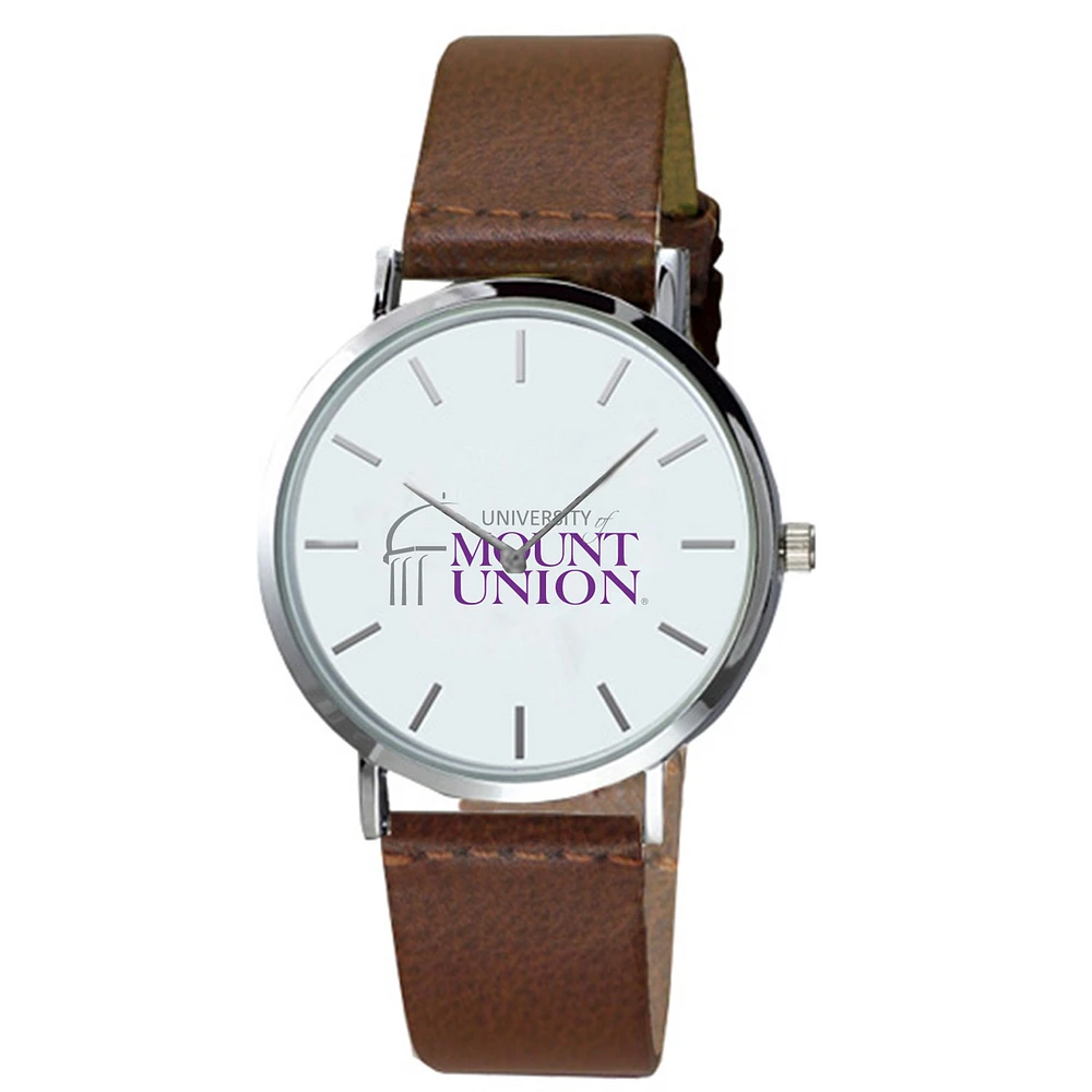 Men's Mount Union Purple Raiders Plexus Brown Leather Watch