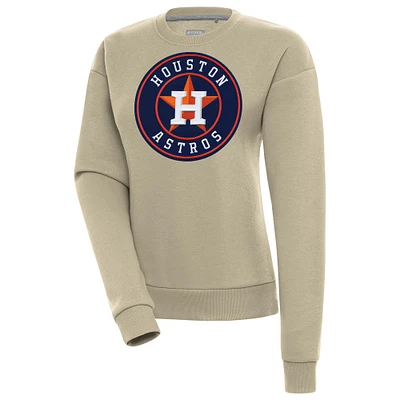 Women's Antigua Khaki Houston Astros Victory Pullover Sweatshirt