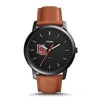 Men's Hampden-Sydney College Tigers Fossil Minimalist Slim Light Brown Leather Watch