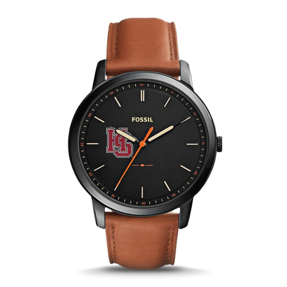 Men's Hampden-Sydney College Tigers Fossil Minimalist Slim Light Brown Leather Watch