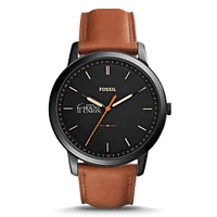 Men's Mount Union Purple Raiders Fossil Minimalist Slim Light Brown Leather Watch