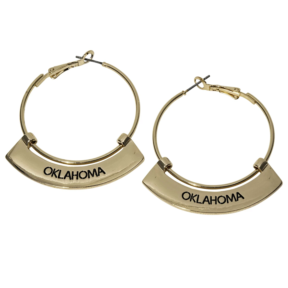 Oklahoma Sooners Weller Gold Hoop Earrings